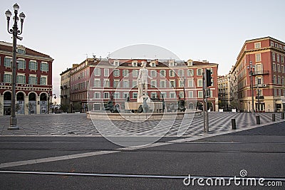 Fountain in Place Massena in Nice Editorial Stock Photo