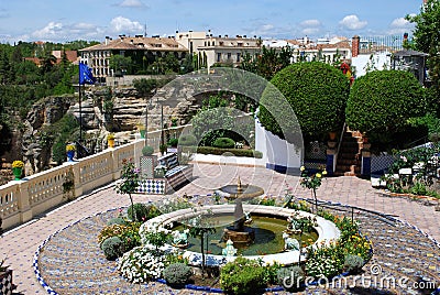 Don Bosco Garden and town view, Ronda, Spain. Editorial Stock Photo