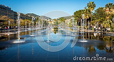 Fountain at Promenade du Paillon, Nice, France Stock Photo