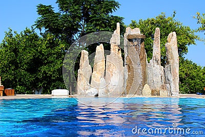 Fountain in the relax zone of one of the Turkish hotels. Stock Photo