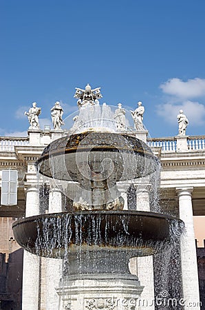 Fountain in Saint Peter Square Editorial Stock Photo