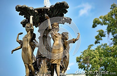 Fountain sculpture group girls Stock Photo