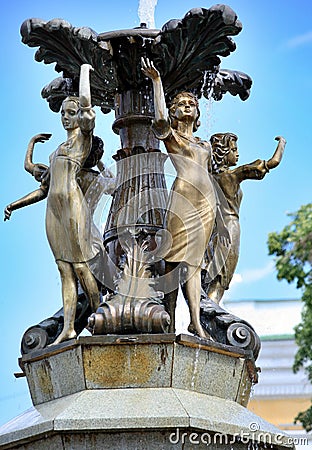 Fountain sculpture group girls Stock Photo