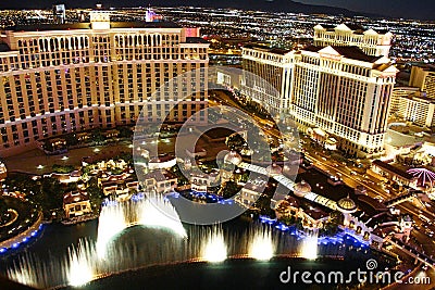 Fountain show at Bellagio hotel and casino Editorial Stock Photo