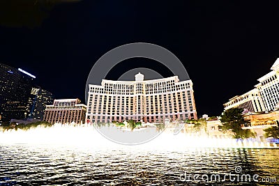 Fountain show at Bellagio hotel and casino Editorial Stock Photo