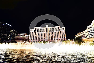 Fountain show at Bellagio hotel and casino Editorial Stock Photo