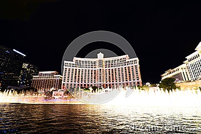 Fountain show at Bellagio hotel and casino Editorial Stock Photo