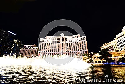 Fountain show at Bellagio hotel and casino Editorial Stock Photo