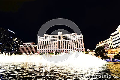 Fountain show at Bellagio hotel and casino Editorial Stock Photo