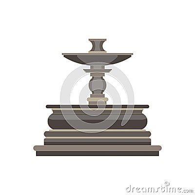 Fountain side view monochrome flat in gray color theme Vector Illustration
