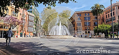 fountain at square palma de mallorca spain Editorial Stock Photo