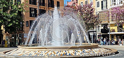 fountain at square palma de mallorca spain Editorial Stock Photo