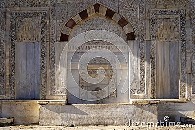 Fountain Sultan Ahmed III, Built in 1728, this sizable fountain housed in a Turkish Rococo structure features ornate facades Stock Photo