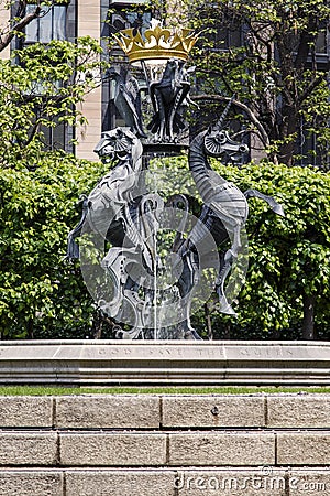 Fountain in the territory of the Parliament of Britain Editorial Stock Photo