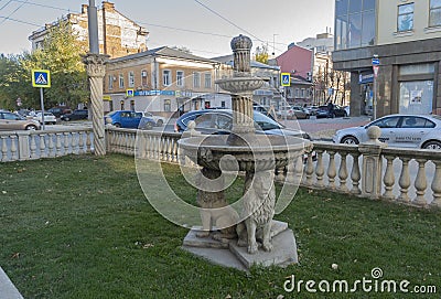 Fountain Three Lions in Saratov Editorial Stock Photo
