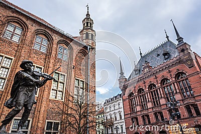 Fountain in Torun city, Poland Editorial Stock Photo