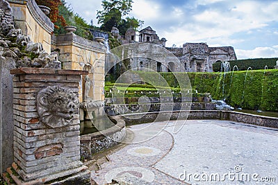 Fountain of villa este tivoli important world heritage site and Stock Photo