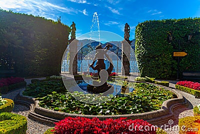 The fountain of wonderful Villa Carlotta on Lake Como, Italy Stock Photo