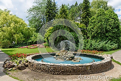 Fountain in the zoo park in Palic, Serbia Editorial Stock Photo