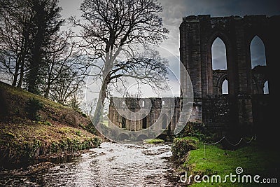 Fountains Abbey Ruins, Ripon UK Stock Photo