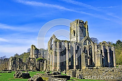 Fountains Abbey and Studley Royal Water Garden 2, North Yorkshire, in late March 2019. Editorial Stock Photo