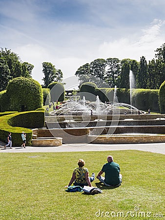 Fountains at Alnwick Gardens in Northumberland, UK Editorial Stock Photo