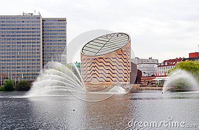 Fountains and Buildings in Copenhagen Stock Photo