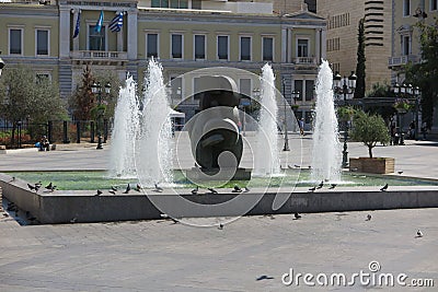 FOUNTAINS AT KOTZIA SQUARE, ATHENS Stock Photo