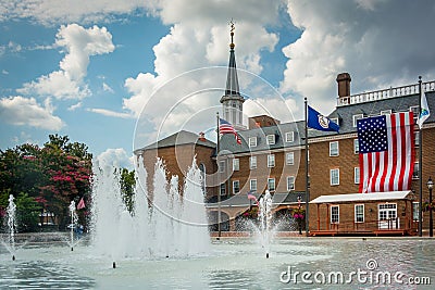 Fountains at Market Square, and City Hall, in Alexandria, Virgin Stock Photo