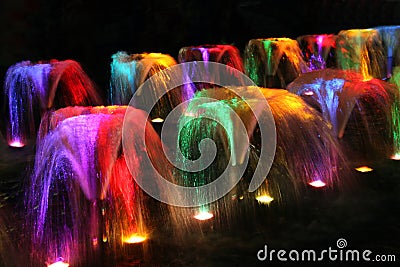 Fountains at night Stock Photo