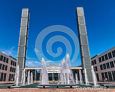 Fountains pool at the entrance of the meeting for the Friendship Amongst Peoples Editorial Stock Photo