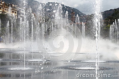 Fountains at Promenade du Paillon in Nice, France Stock Photo