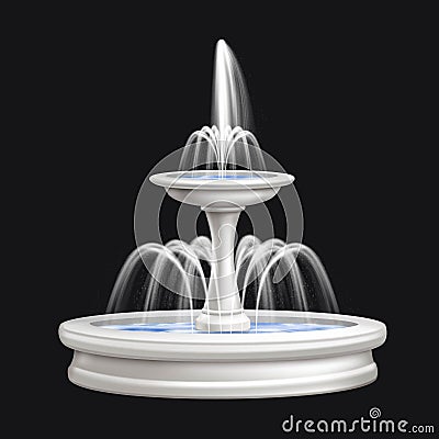 Fountains Realistic Isolated Composition Vector Illustration