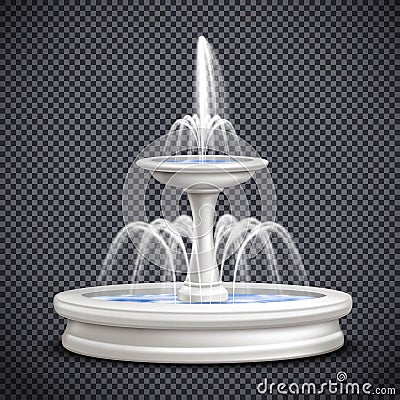 Fountains Realistic Transparent Composition Vector Illustration