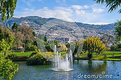 Fountains of Santa Catarina Park, this is one of the largest parks of Funchal Stock Photo