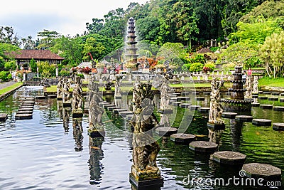 Fountains at Tirta Gangga Water Palace, Bali Island, Indonesia Stock Photo