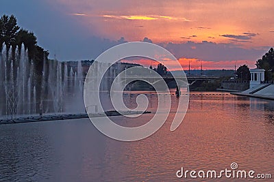 Fountains in Vinnitsa, Ukraine Stock Photo