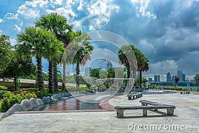 Fountian at marina Barrage Editorial Stock Photo