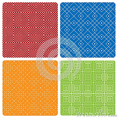 Four abstract seamless patterns Vector Illustration