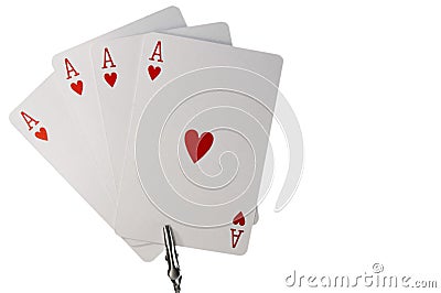 Four Ace of Hearts Stock Photo