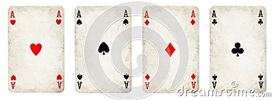 Four Aces Vintage Playing Cards - isolated Stock Photo