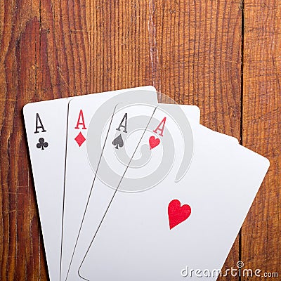 Four aces vintage poker game Stock Photo