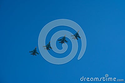 Four aircrafts of russian air forces Stock Photo