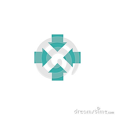 Four arrows logo, form letters X graphic concept, intersection 4 directions creative emblem business card Vector Illustration