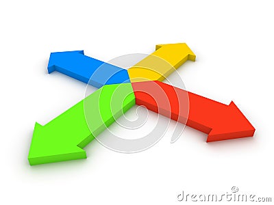 Four arrows pointing in different directions Stock Photo