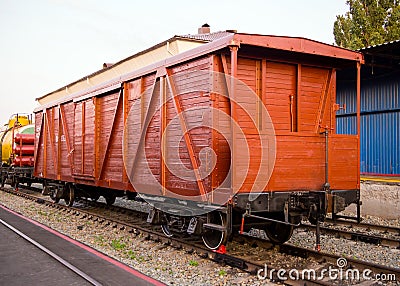 The four-axle covered freight car of 1947 Editorial Stock Photo