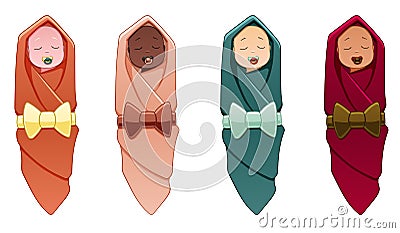 Babies in swaddling-clothes Stock Photo