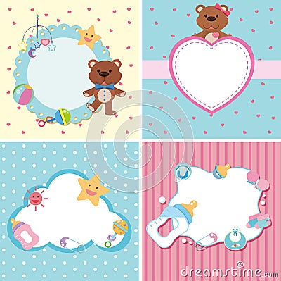 Four background templates with baby theme Vector Illustration