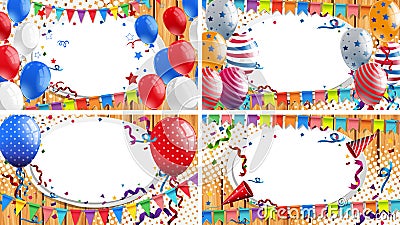 Four backgrounds with party theme Vector Illustration