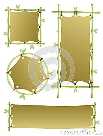 Four bamboo banners Vector Illustration